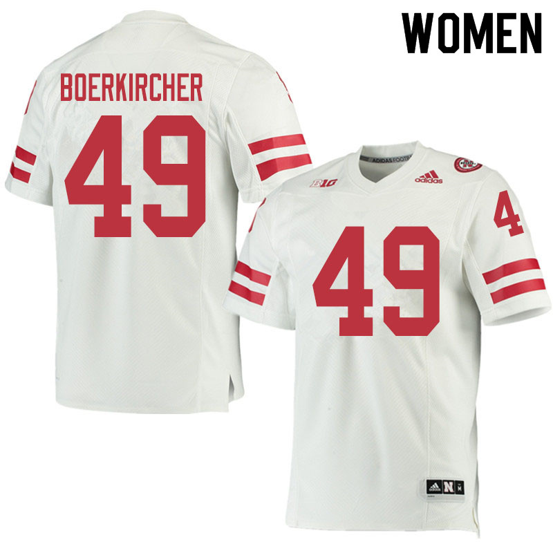 Women #49 Nate Boerkircher Nebraska Cornhuskers College Football Jerseys Sale-White